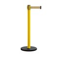 Montour Line Retractable Belt Rolling Stanchion, 2.5ft Yellow Post  11ft. Lt Brwn MSE630-YW-LBN-110